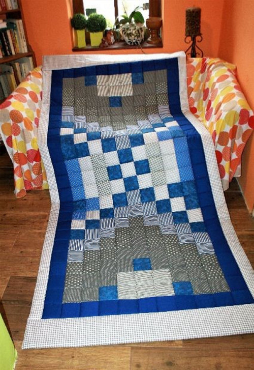 Do modro šeda ..přehoz či přikrývka patchwork