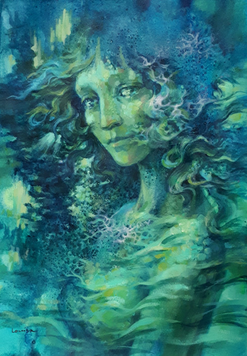 Zůstaň se mnou... - akryl, papír, 30x40 cm