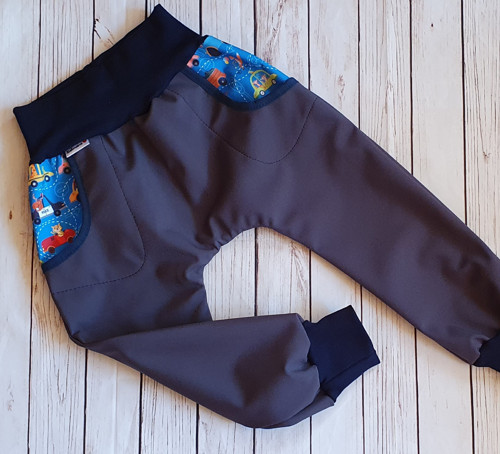 Dětské zimní softshellové (turky) - šedá/tm. modrá