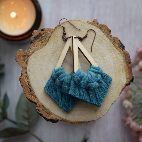 Macrame náušnice Makrame náušnice Boho náušnice — foto 1
