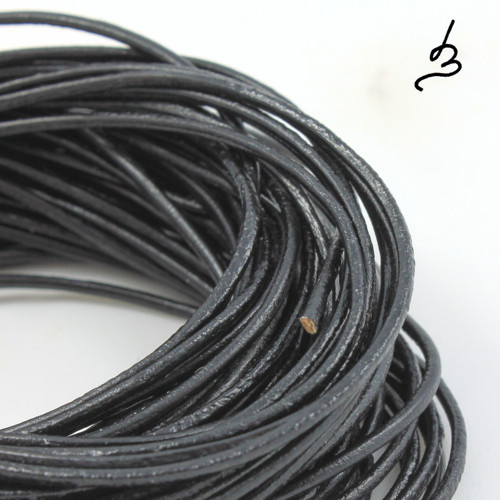Kožený kord 2mm černý - 1 m