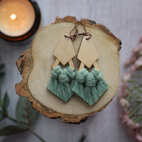 Macrame náušnice Makrame náušnice Boho náušnice
