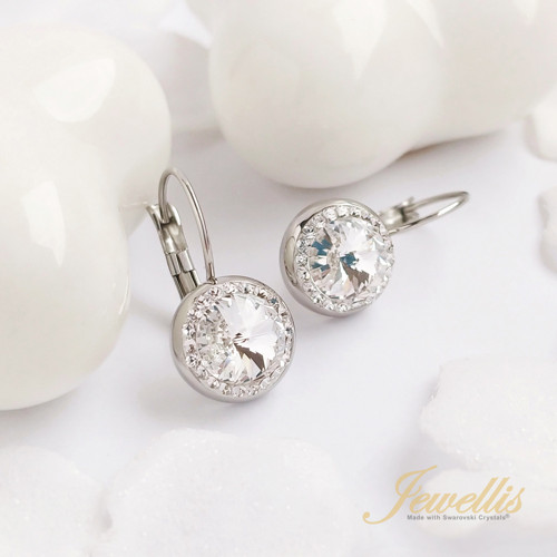 Ocelové náušnice Rivoli Round Pavé Swarovski