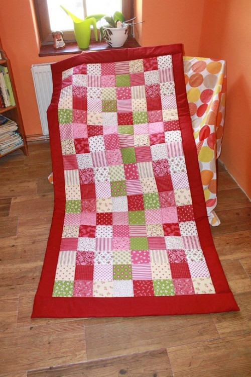 Bordo patchwork přehoz či přikrývka