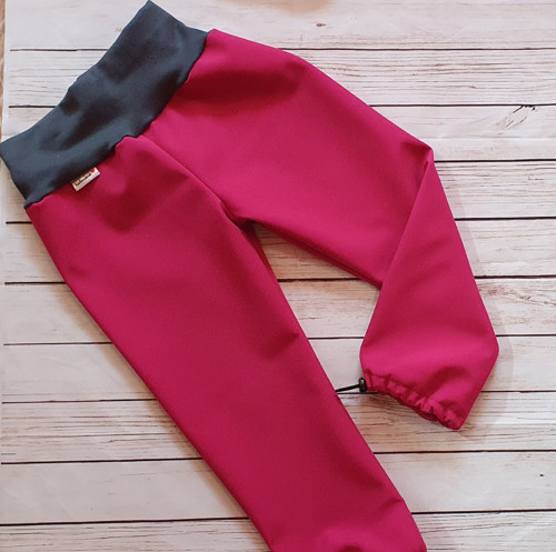 Dětské zimní softshellové kalhoty - malina růžová