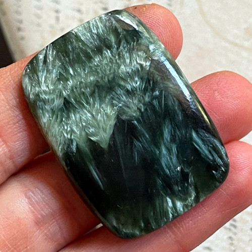 Serafinit kabošon oblý obdĺžnik / 39x27x4mm