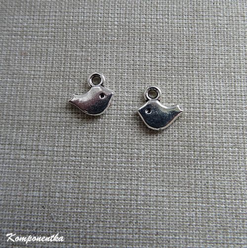 Kovový přívěsek malý ptáček 8x7mm 2kus