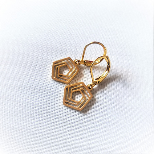 Ocelové náušnice*hexagon*zlaté