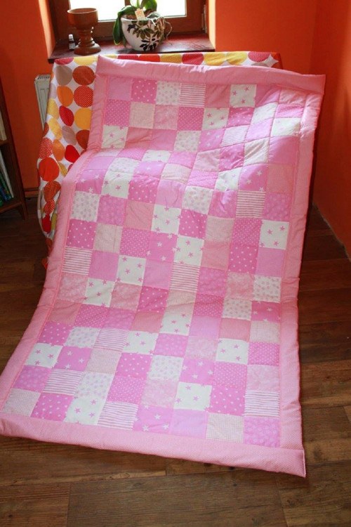 Dětská přikrývka patchwork, Růžovka