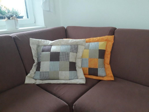 Potah na polštářek patchwork do béžova