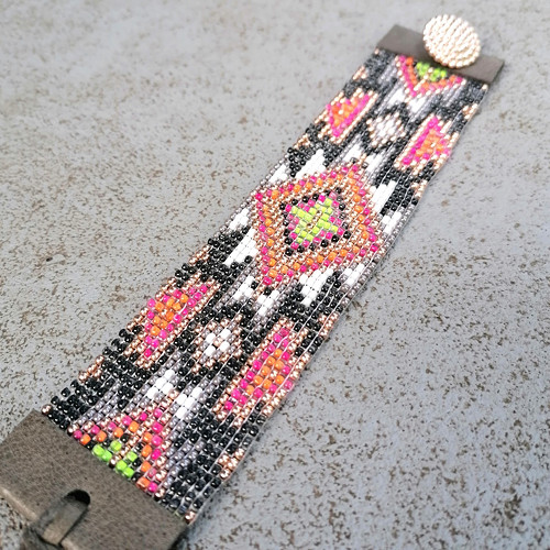 Aztec Boho Beaded Bracelet In Neon Colors