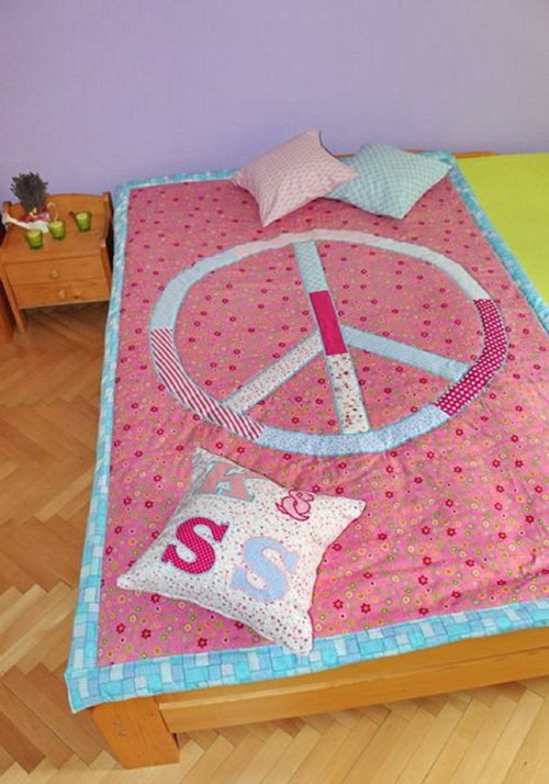 Přikrývka Peace do růžova