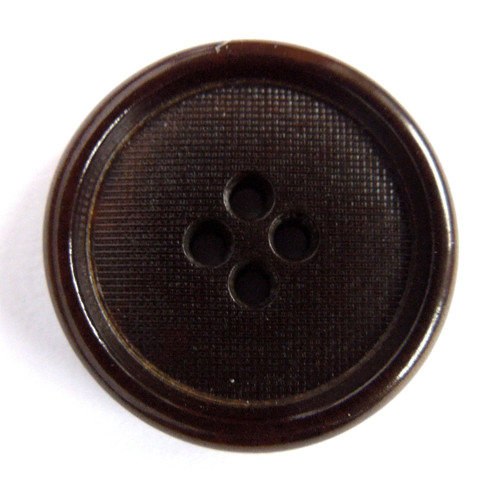 Knoflík hnědý 19 mm, 4 dírky, mřížkovaný střed