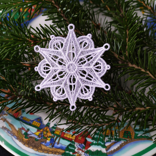 Vánoční vločka 7,5x7,5cm- vyšívané vánoční ozdoby