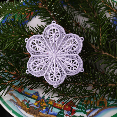 Vánoční vločka 7x8,5cm- vyšívané vánoční ozdoby