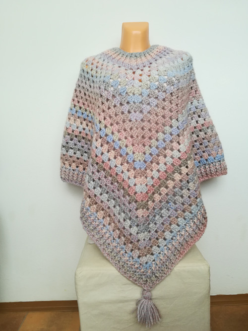 Přírodní teplé poncho — foto 1