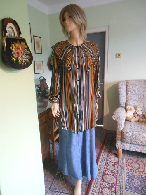 Retro pruhovaná halenka, vel.UNI — foto 1