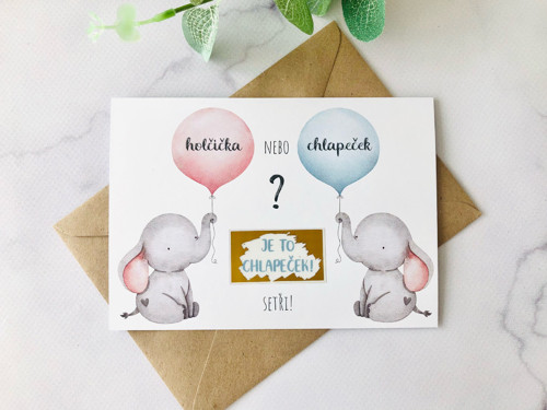 Stírací odhalení pohlaví miminka- gender reveal I.