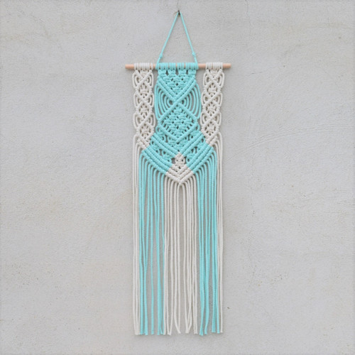 Macramé dekorace ecru - mátová — foto 1