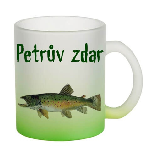 Skleněný hrnek pro rybáře pstruh
