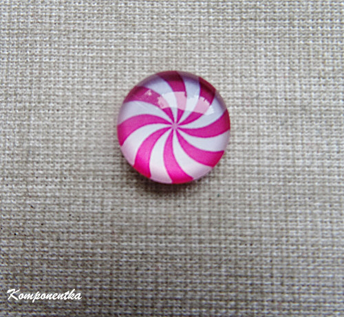 Skleněný kabošon se spirálou 12mm 1kus