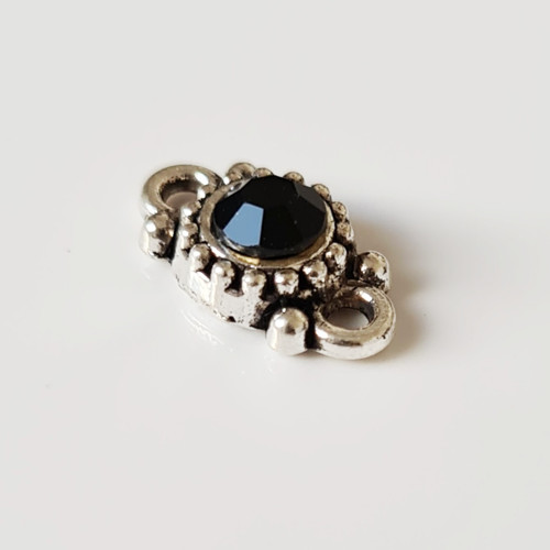 Spojka - s černým kamínkem 5x11 mm, 2 ks