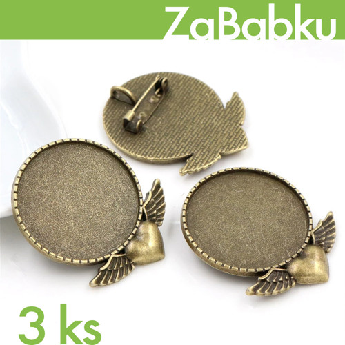 WingHeart brož s lůžkem - Starobronz - 3ks