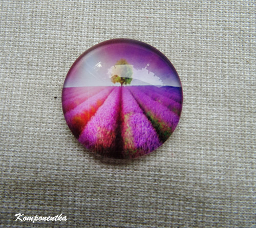 Skleněný kabošon s levandulí 18mm