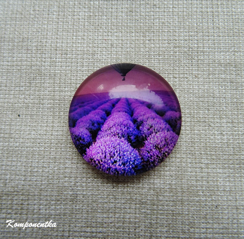 Skleněný kabošon s levandulí 20mm