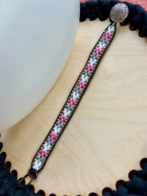 Wrap náramek širší - něžný růžový 19cm