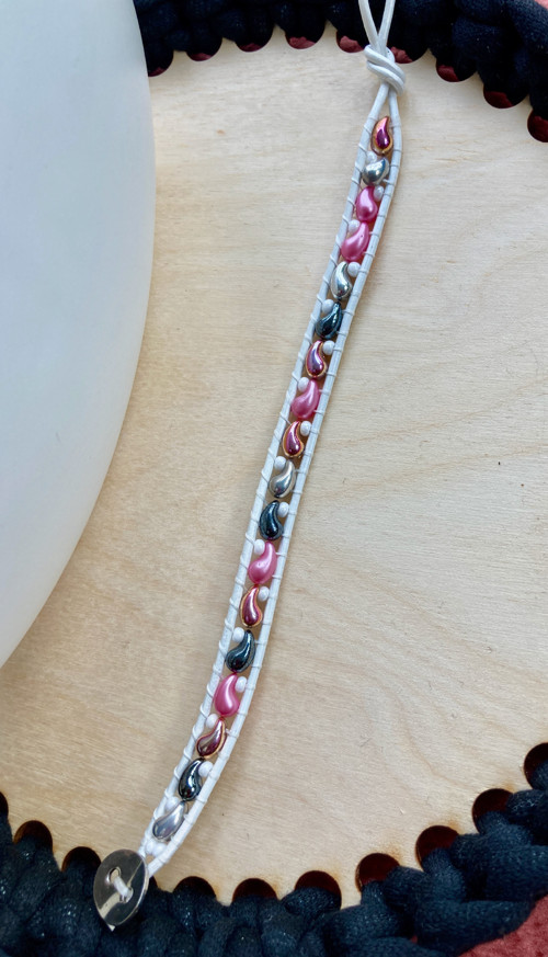 Wrap náramek úzký- něžný růžový 19cm