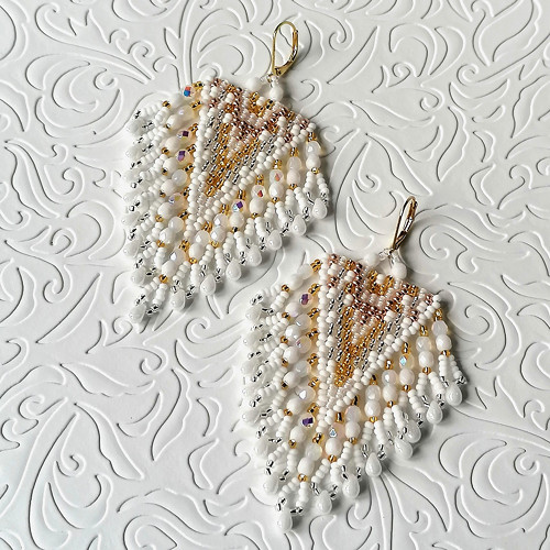 Bridal Boho Beaded Fringe Earrings