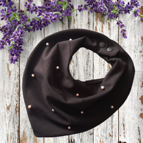 Dvouvrstvý řasený šáteček na krk PEARLS BLACK