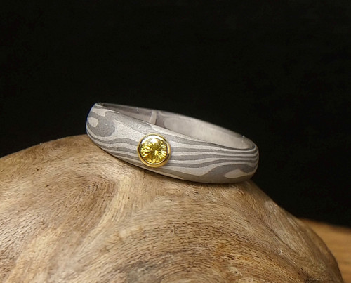Mokume gane prsten paladium /stříbro