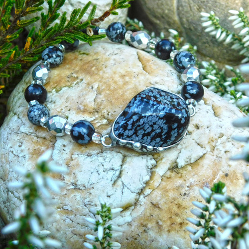Náramek s vločkovým obsidiánem — foto 1
