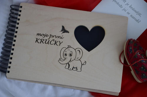 První krůčky, fotoalbum, dřevo bříza