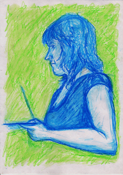 Malířka, originál malba akvarel a pastel