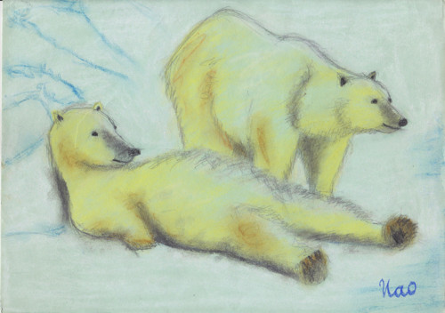 Polární medvídky, originál pastel — foto 1