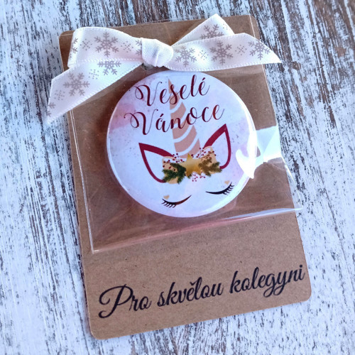 Placka magnet na kartičce - Vánoční - kolegyni