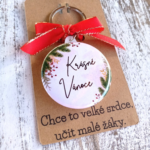 Placka přívěsek na kartičce - Vánoce - učitelce