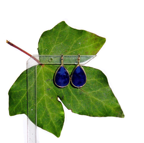 ZLATÉ náušnice LAPIS LAZULI 15*10 — foto 1