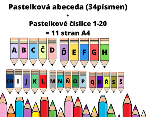 Pastelková abeceda a číslice 1-20