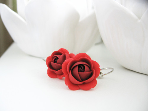 Xmas rose, visací náušnice