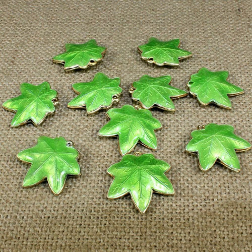 1ks zelený smalt Cloisonne přívěsky Maple Leaf — foto 1