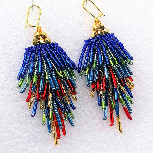 Colorful Cascade Tassel Beaded Earrings