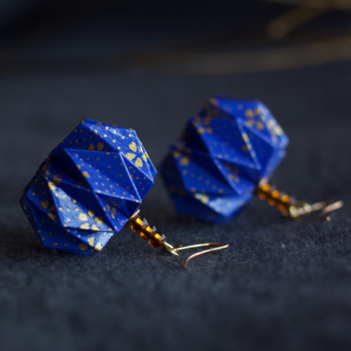 Origami náušnice "modro-zlaté" — foto 1