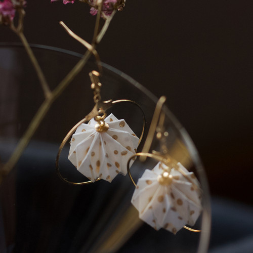Origami náušnice "bílo-zlaté" — foto 1