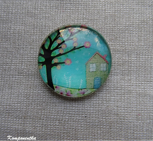 Skleněný kabošon strom života 25mm