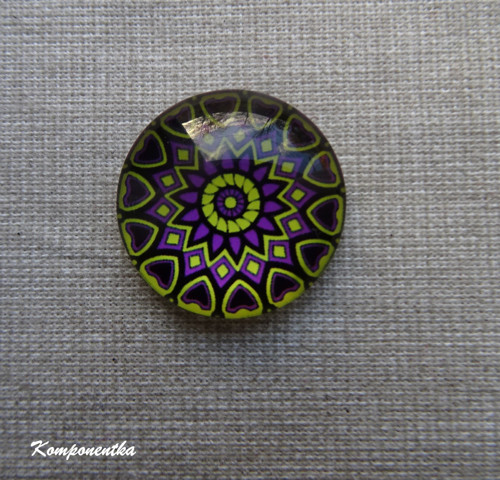 Skleněný kabošon s mandalou 20mm 1kus