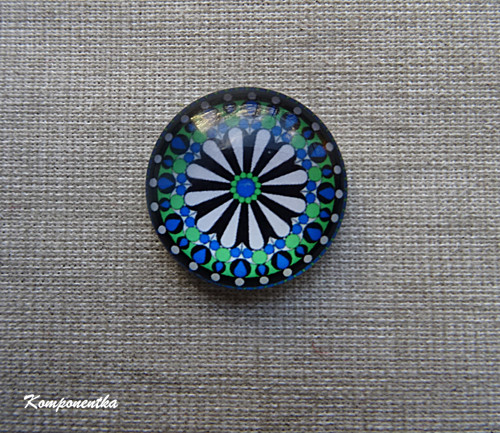 Skleněný kabošon s mandalou 12mm 1kus